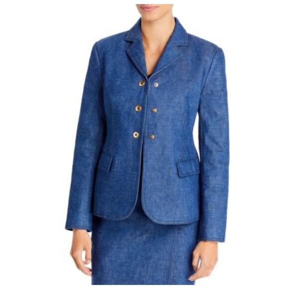Tory Burch Raw Denim Blazer Size 6 - Picture 3 of 11